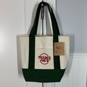 Trader Joe’s Mini Canvas Tote Bag GREEN - NEW With Tag